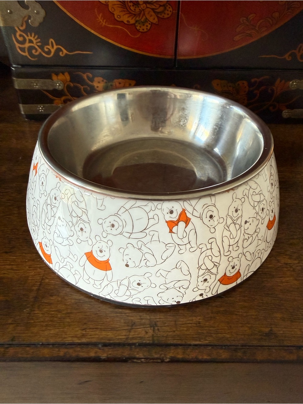 Winnie the Pooh Melamine Non-skid Pet Bowl with Stainless Steel Insert